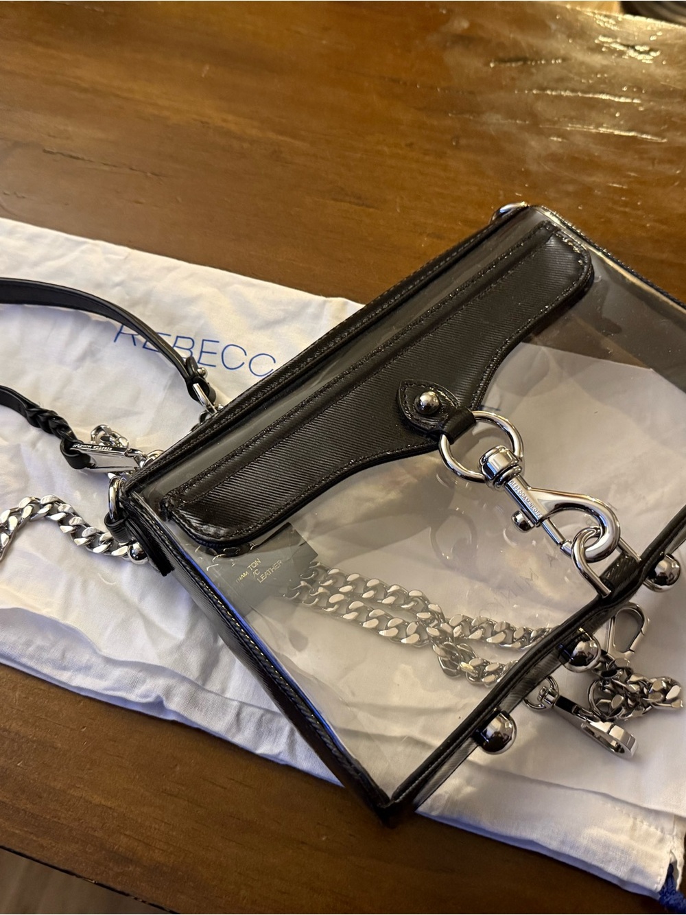 Rebecca Minkoff Clear Crossbody with Black Leather Trim & Silver Hardware